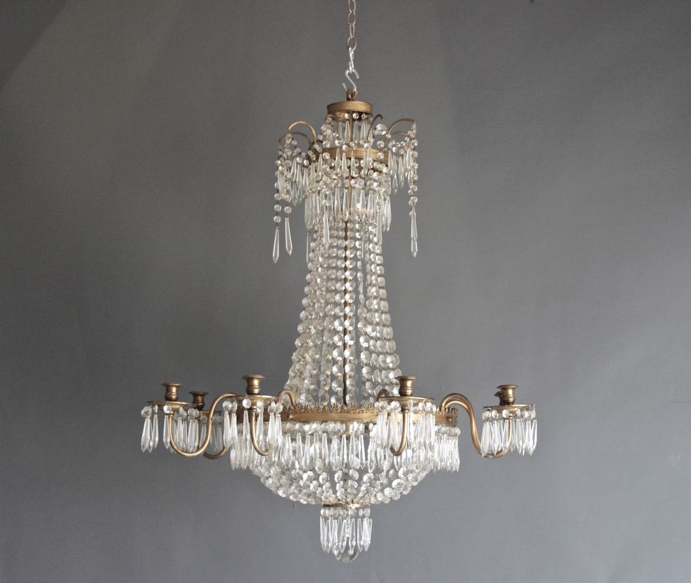 Antique Chandelier Lustre sac d'opale c.1920 (1 of 1)