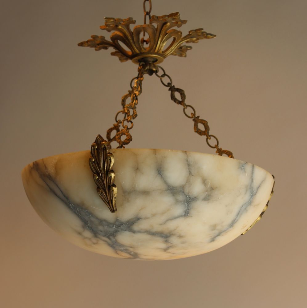 Antique Alabaster plaffonier from Wentworth Castle York (c.1910) (1 of 1)