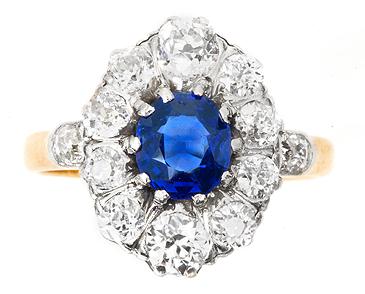 Sapphire & Diamond Cluster Ring c.1930 (1 of 1)