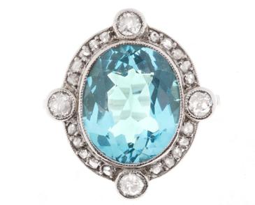 Aquamarine & Diamond Ring c.1920 / 1930 (1 of 1)