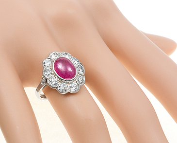 Cabachon Ruby & Diamond Ring c.1925 (1 of 1)