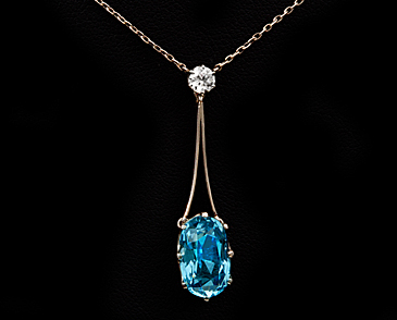 Aquamarine & Diamond Pendant (c.1910) (1 of 1)