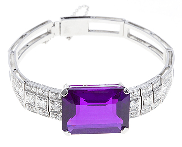 Art Deco Amethyst & Diamond Bracelet (c.1925) (1 of 1)