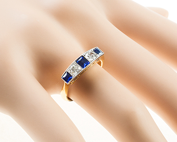 5 Stone Sapphire & Diamond Ring (c.1939) (1 of 1)
