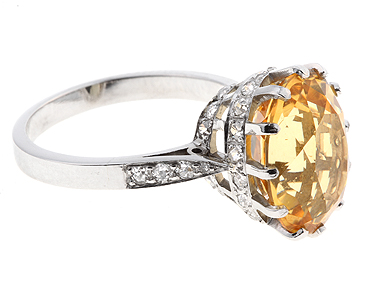 Art Deco Citrine & Diamond Ring (c1920s) (1 of 1)