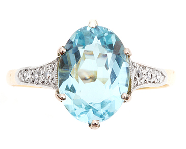 Aquamarine & Diamond Ring (c.1930) (1 of 1)