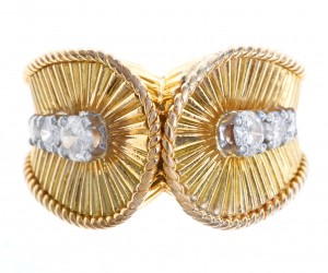 Diamond Reeded Cocktail Ring c.1940 (1 of 1) Diamond Reeded Cocktail Ring c.1940 (1 of 1)