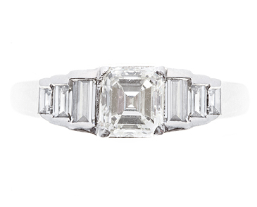Asscher Solitaire Ring with Baguette Shoulders (1 of 1)