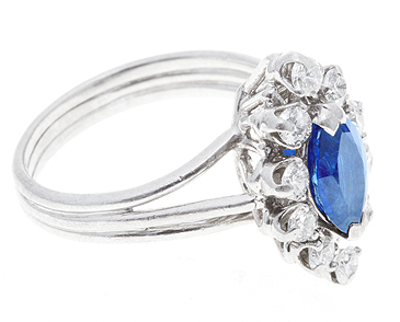 Sapphire & Diamond Marquise Ring c.1955 (1 of 1)