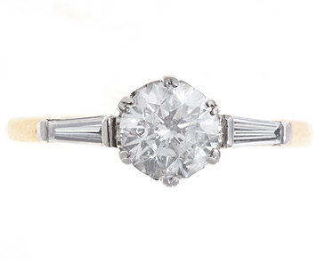 Solitaire Diamond with Baguette Shoulders (1 of 1)