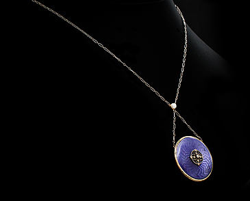 Enamel Diamond & Natural Pearl Locket c.1910 (1 of 1)