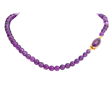 Amethyst Bead Necklace with Cabachon Amethyst Clasp (1 of 1)