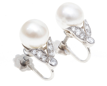 Pearl & Diamond Earrings c1950 (1 of 1)