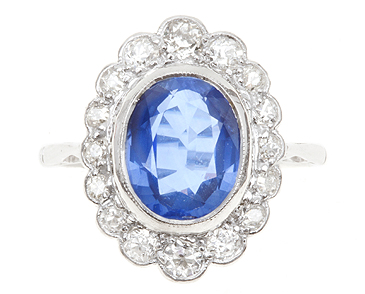 Ceylon Sapphire & Diamond Ring c1930 (1 of 1)