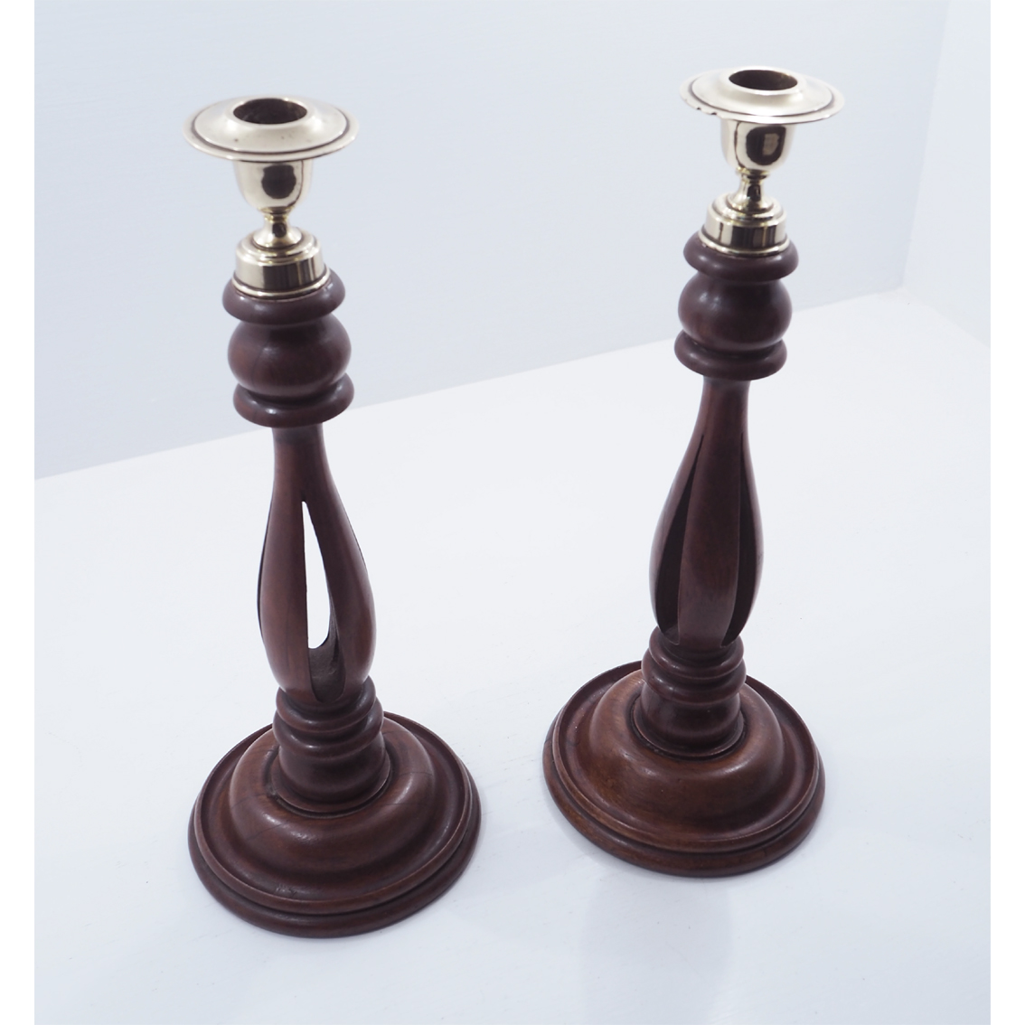 Pair of 19th Century Mahogany Candlesticks (1 of 6) Pair of 19th Century Mahogany Candlesticks (1 of 6)