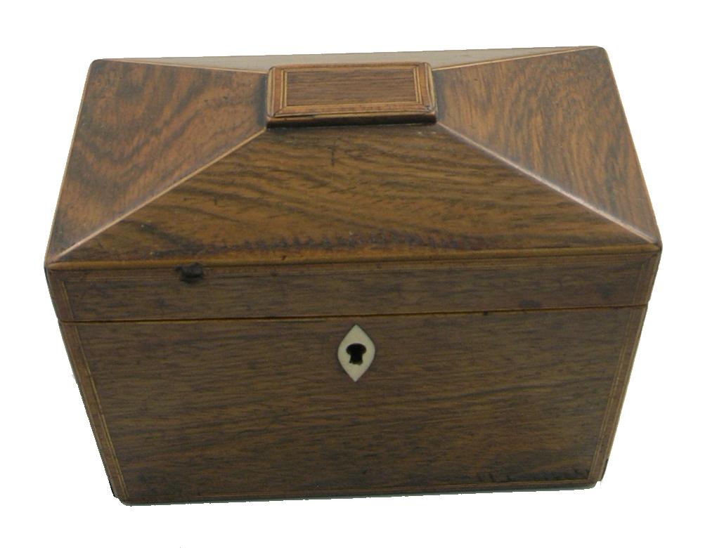 GEORGIAN ROSEWOOD & INLAID TEA CADDY c.1820 (1 of 1)