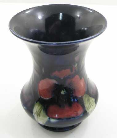 MOORCROFT ENGLAND PANSY DESIGN BLUE VASE (c.1920) (1 of 1)