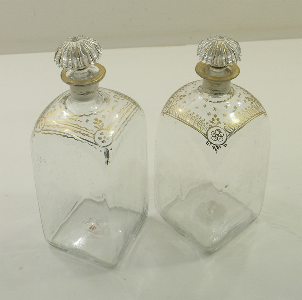 Two Similar 18th Century Dutch Square Glass Decanters c.1780 (1 of 1) Two Similar 18th Century Dutch Square Glass Decanters c.1780 (1 of 1)