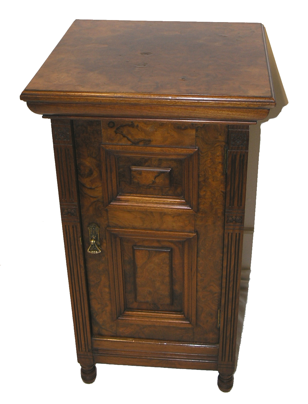 Victorian Burr Walnut Bedside Cabinet (c.1880) (1 of 1)