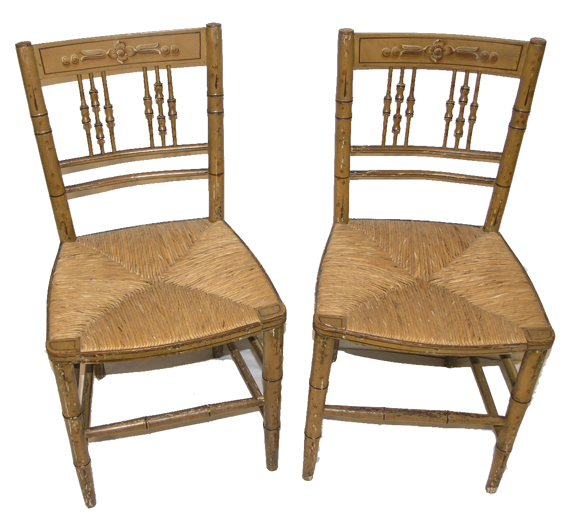Pair of Regency Painted & Simulated Bamboo Chairs (c.1825) (1 of 1)