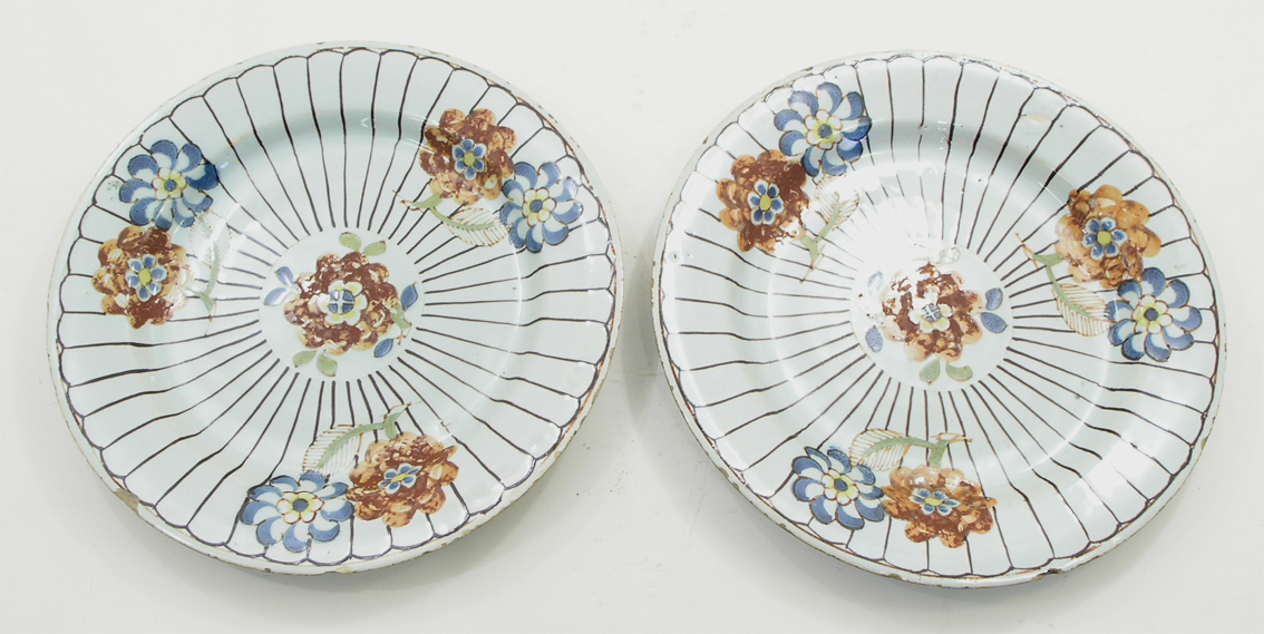 Unusal Design Pair of English Delft Plates c.1770 (1 of 1)