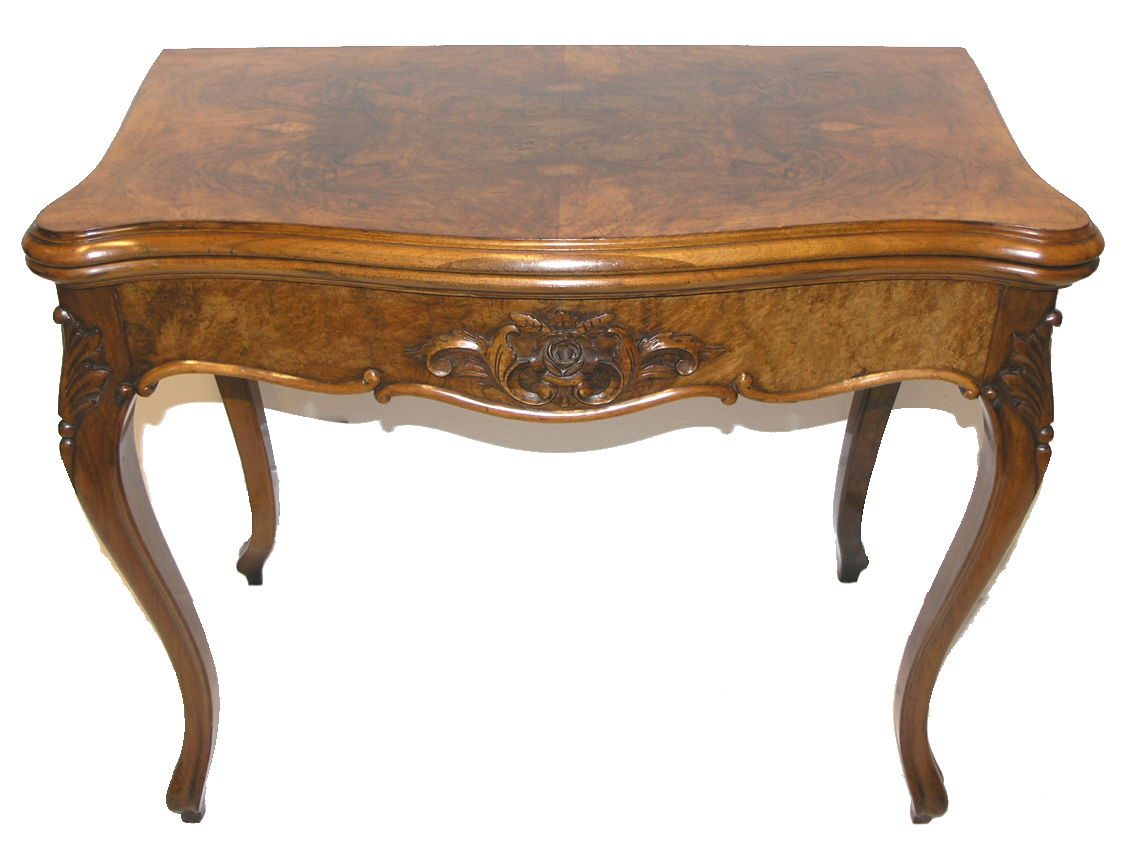 Fine Quality Victorian Burr Walnut Card Table c.1870 (1 of 1)