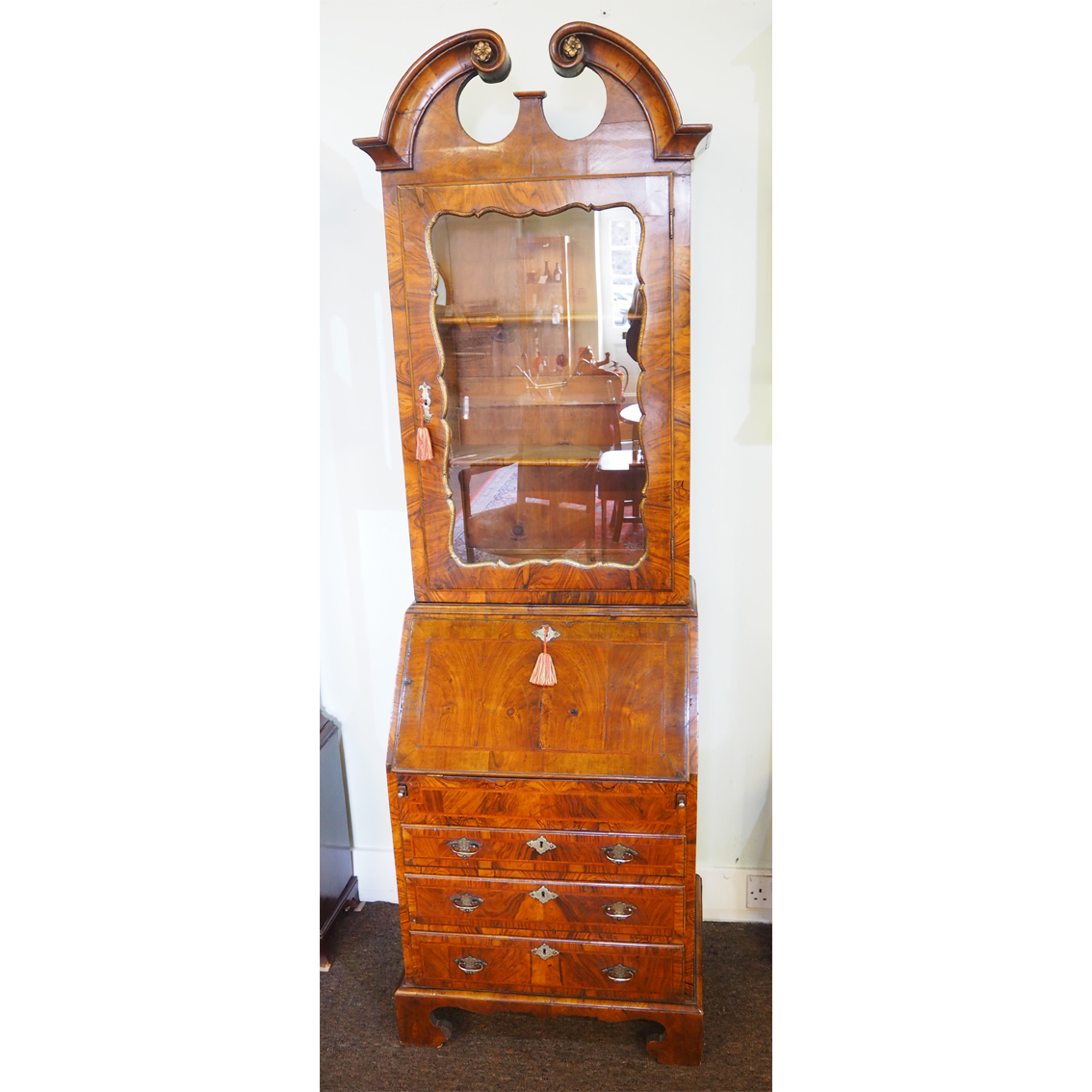 Fine 2' Wide George I Walnut Antique Bureau Bookcase (1 of 1) Fine 2' Wide George I Walnut Antique Bureau Bookcase (1 of 1)