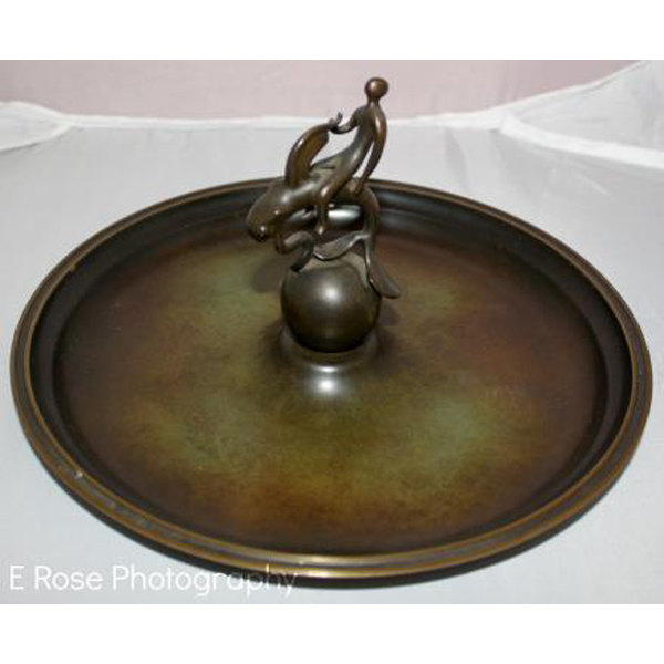 Rare Just Andersen Bronze Dish with a Man Riding a Dolphin (1 of 1)