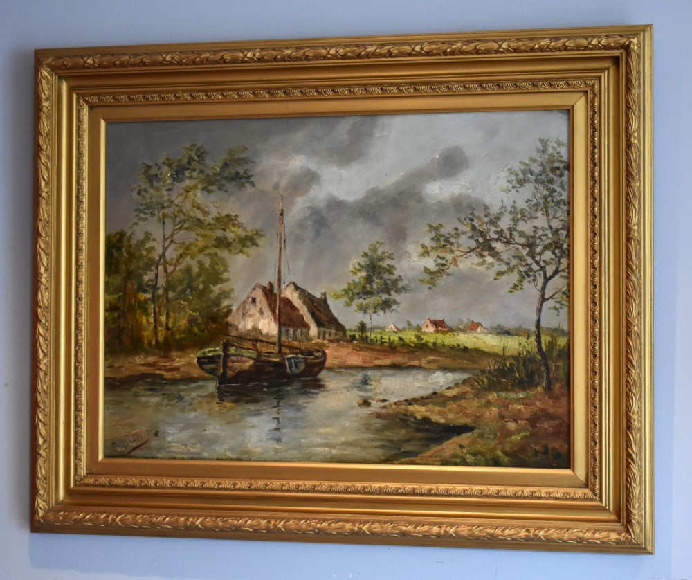 River Landscape Oil Painting by H.Melsen (1 of 6) River Landscape Oil Painting by H.Melsen (1 of 6)