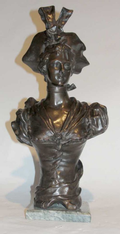 Victorian Bronze Bust of Lady (c.1890) (1 of 1)