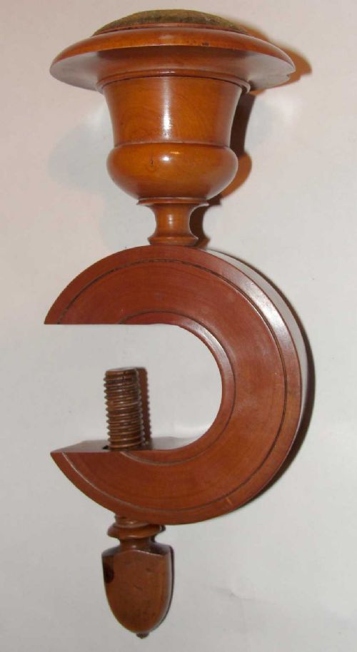Victorian Turned Fruitwood Clamp Pin Cushion c.1860 (1 of 1)
