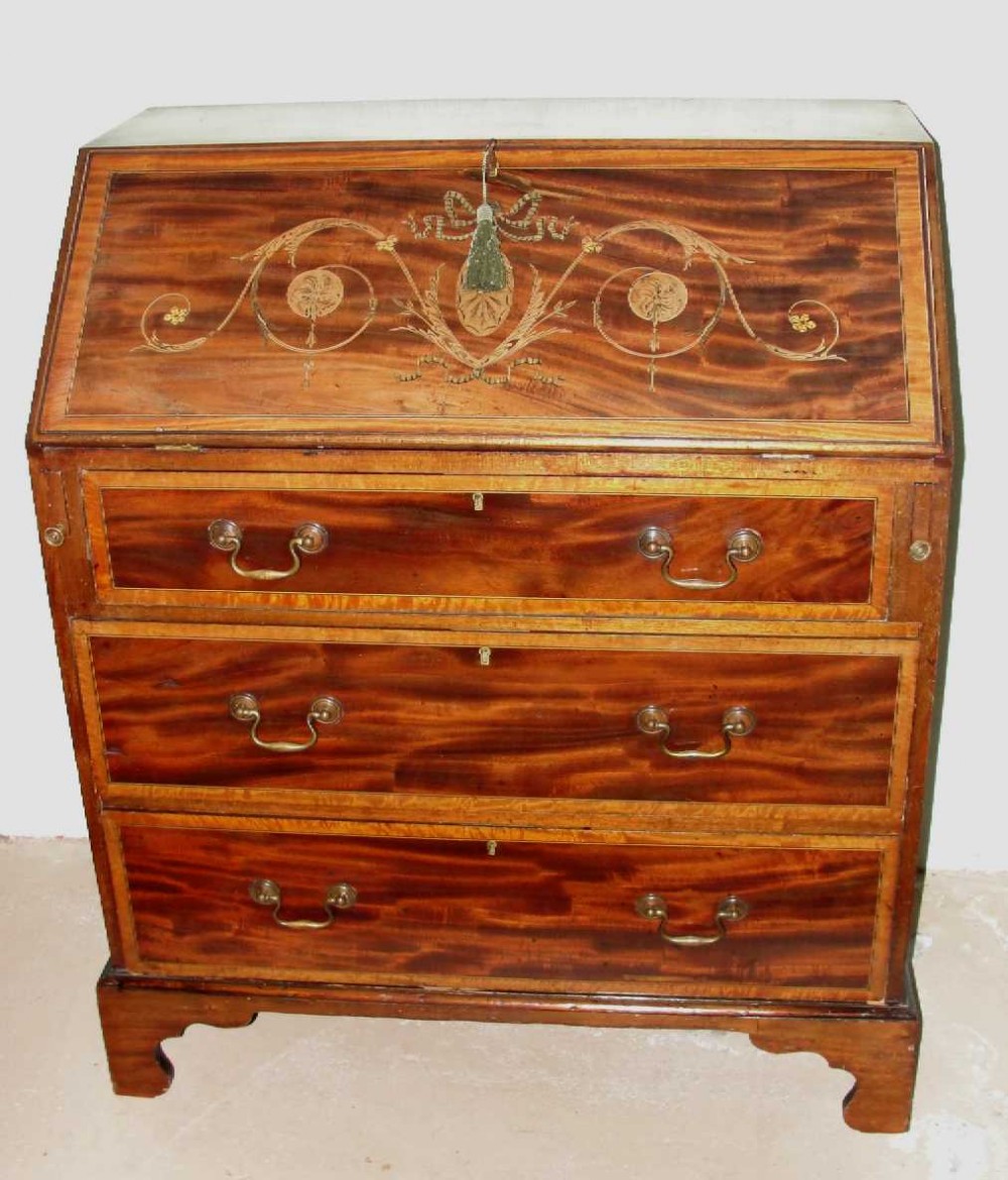 Edwardian Mahogany Inlaid Bureau c.1910 (1 of 1)