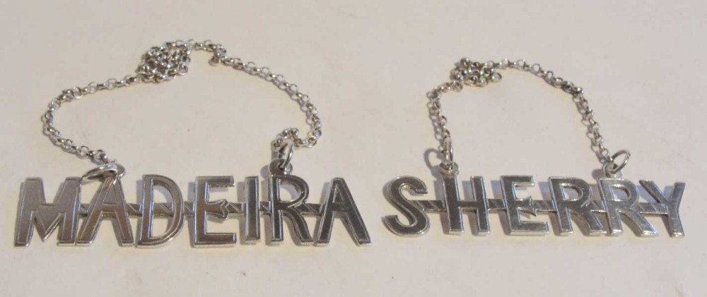 Pair of Antique Silver Wine Labels 1906 & 1919 (1 of 1)