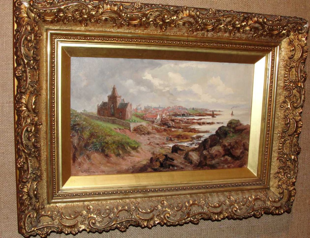 Victorian Oil on Canvas St Monans Fife by W Mitchell c.1900 (1 of 1)