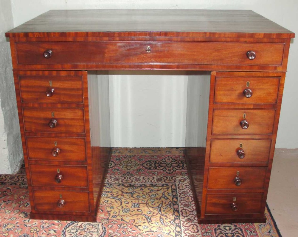 Georgian Mahogany Double Sided Pedestal Desk c.1825 (1 of 1)