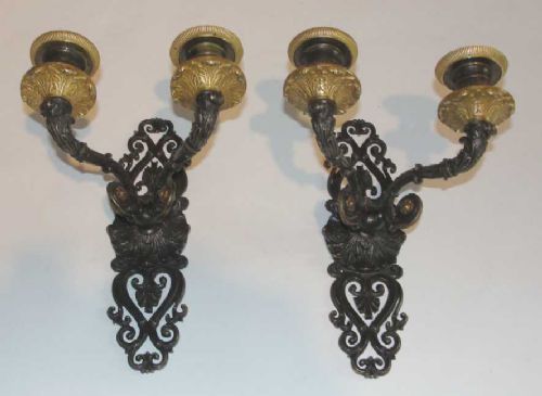 Pair Regency Bronze and Gilt Wall Lights c.1820 (1 of 1)