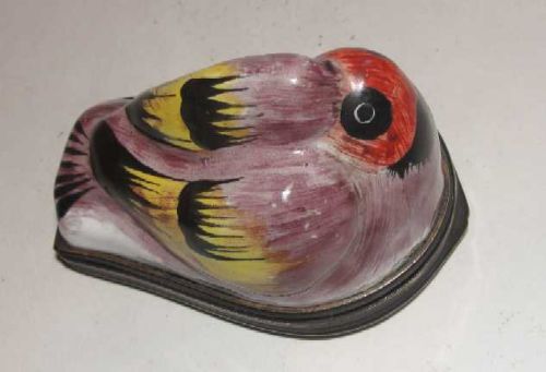 Georgian Battersea Enamel Bird Patch Box (c.1770) (1 of 1)