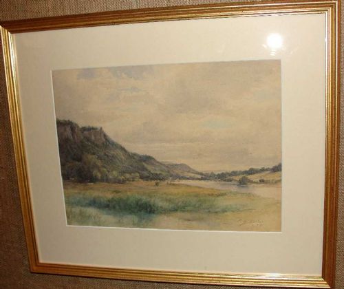 Watercolour Kinnoull Hill Perth by CASellars (c.1900) (1 of 1)