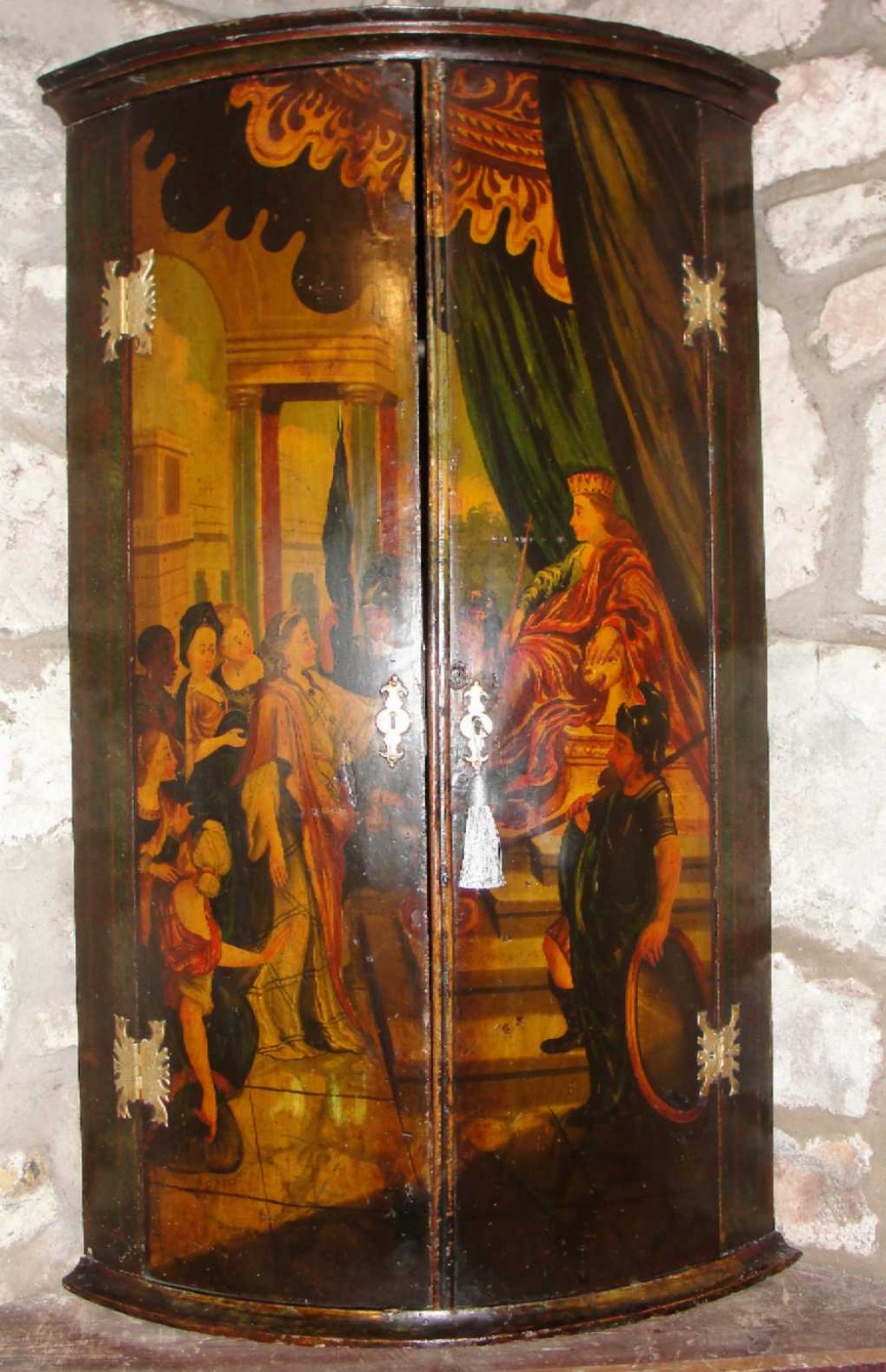 Georgian Painted Bow Corner Cabinet Circa 1740 (1 of 1)