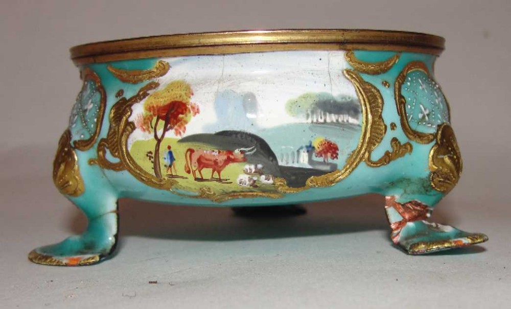 Georgian Battersea Enamel Salt Cellar c.1775 (1 of 1)