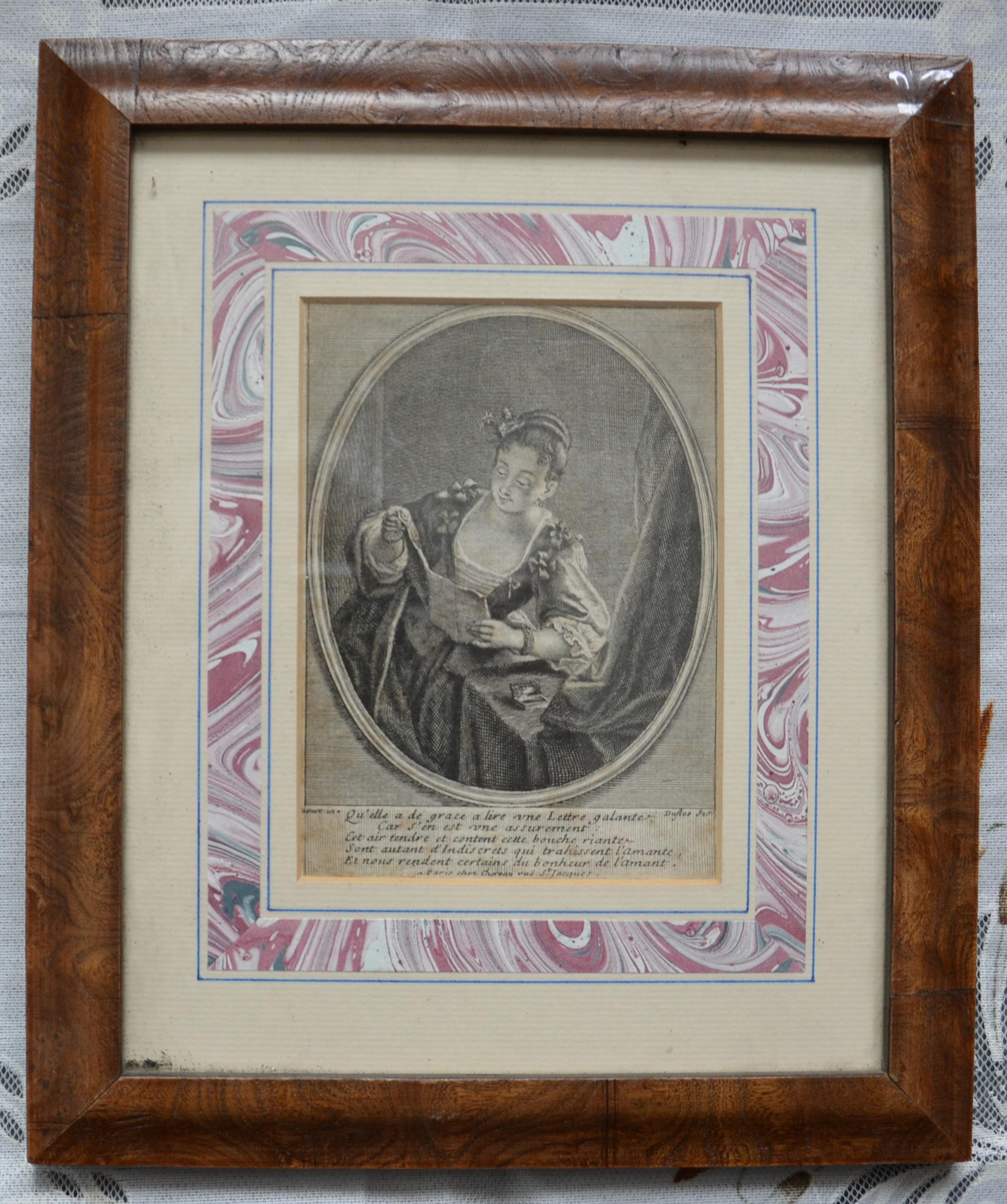 18th Century French Decorative print/walnut frame by Claude Duflos (1 of 1)