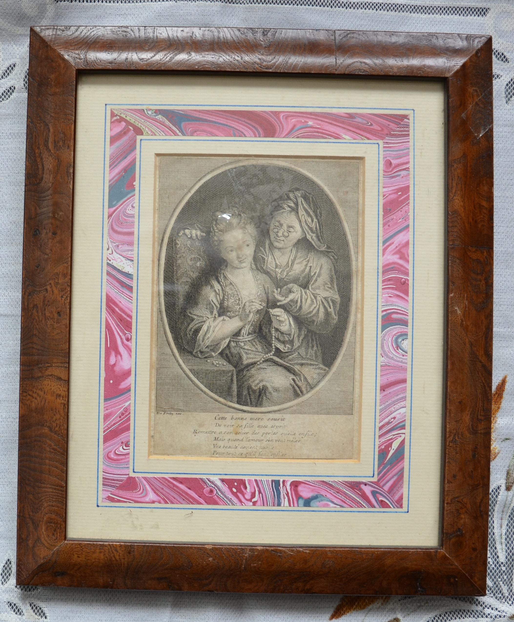 Eighteenth Century French Decorative print/walnut frame by FRANÇOIS DE POILLY (1 of 1)