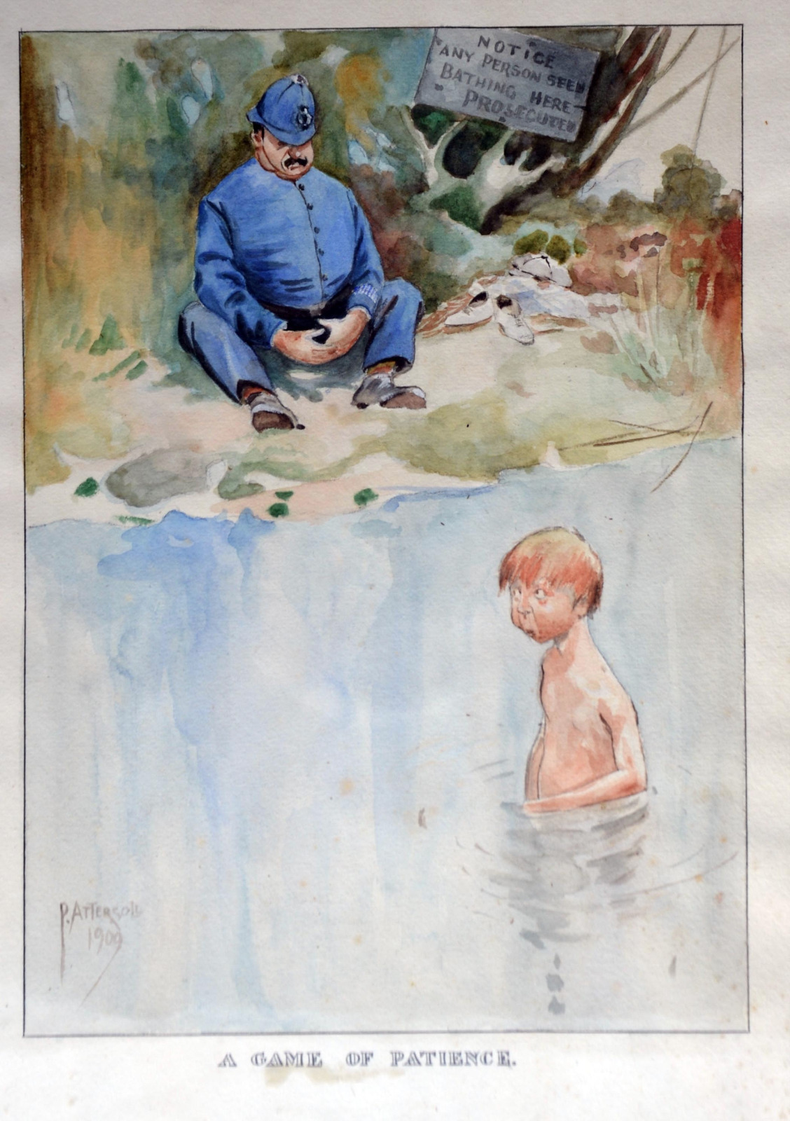 A Game of Patience / Watercolour Illustration by P.Attersoll (1 of 5)