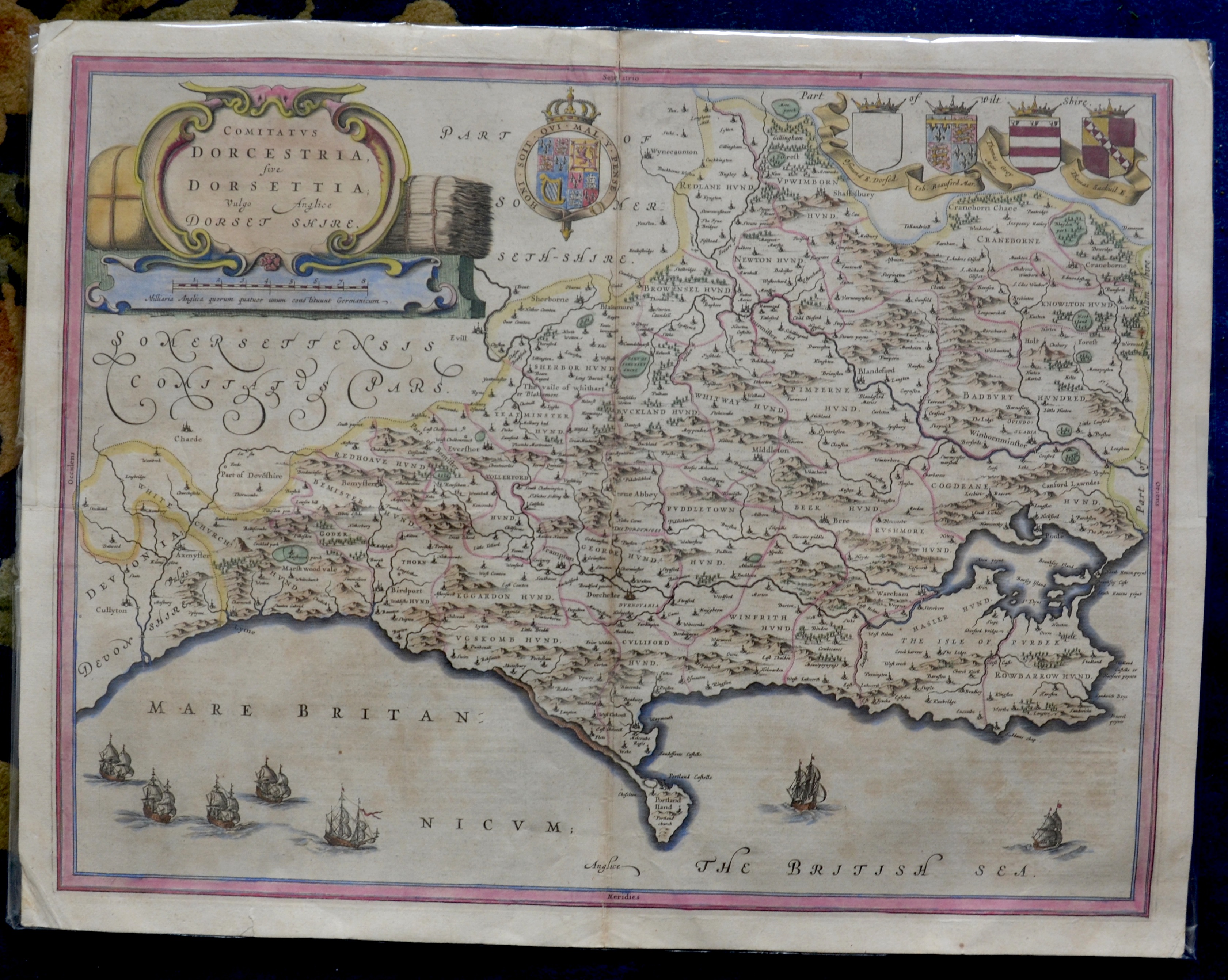 Johannes Blaeu 1662 Map of Dorset / Spanish Edition (1 of 2)