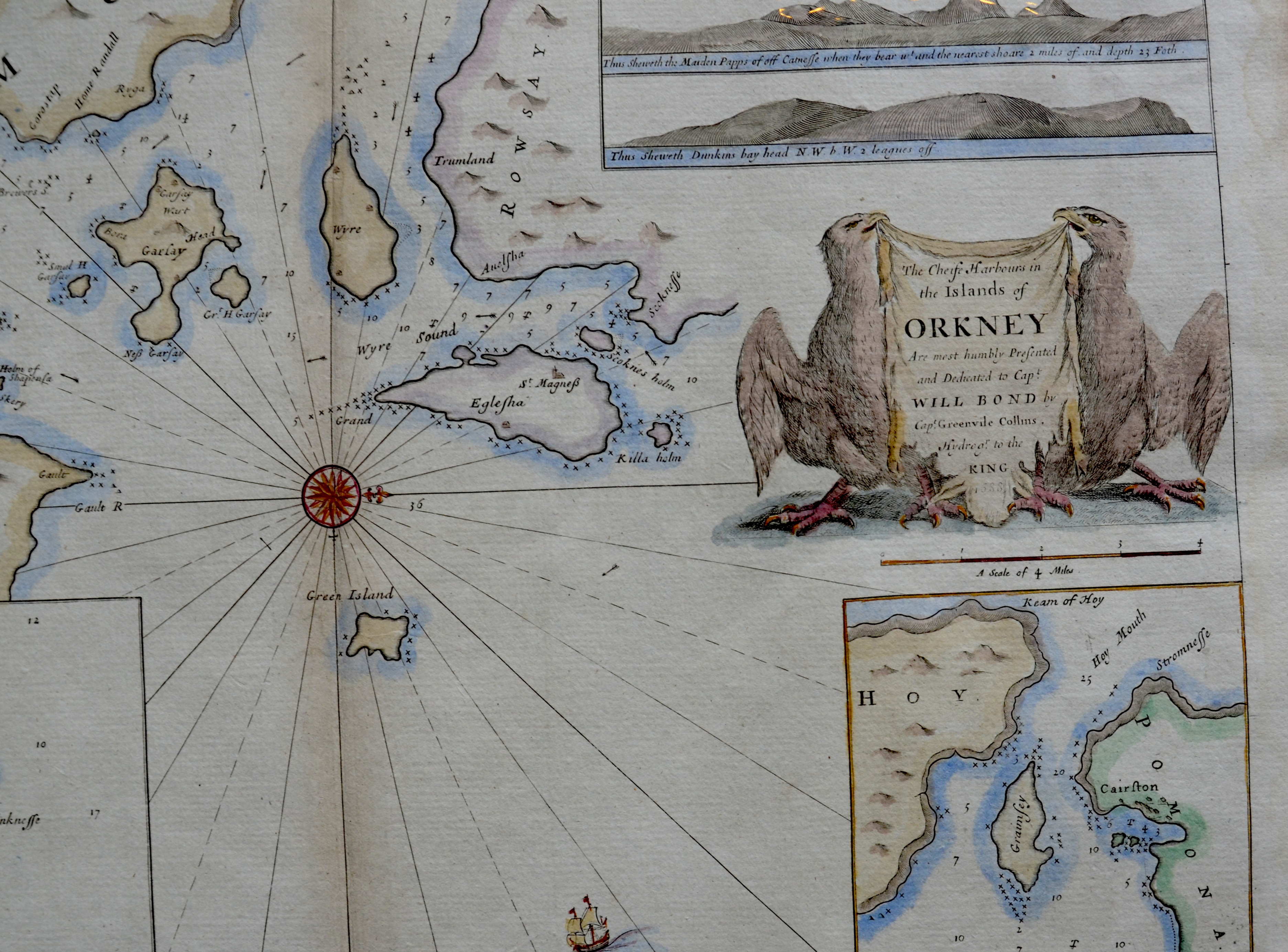 The Chiefe Harbours of the Islands of Orkney / 1698 Map / Collins (1 of 2)