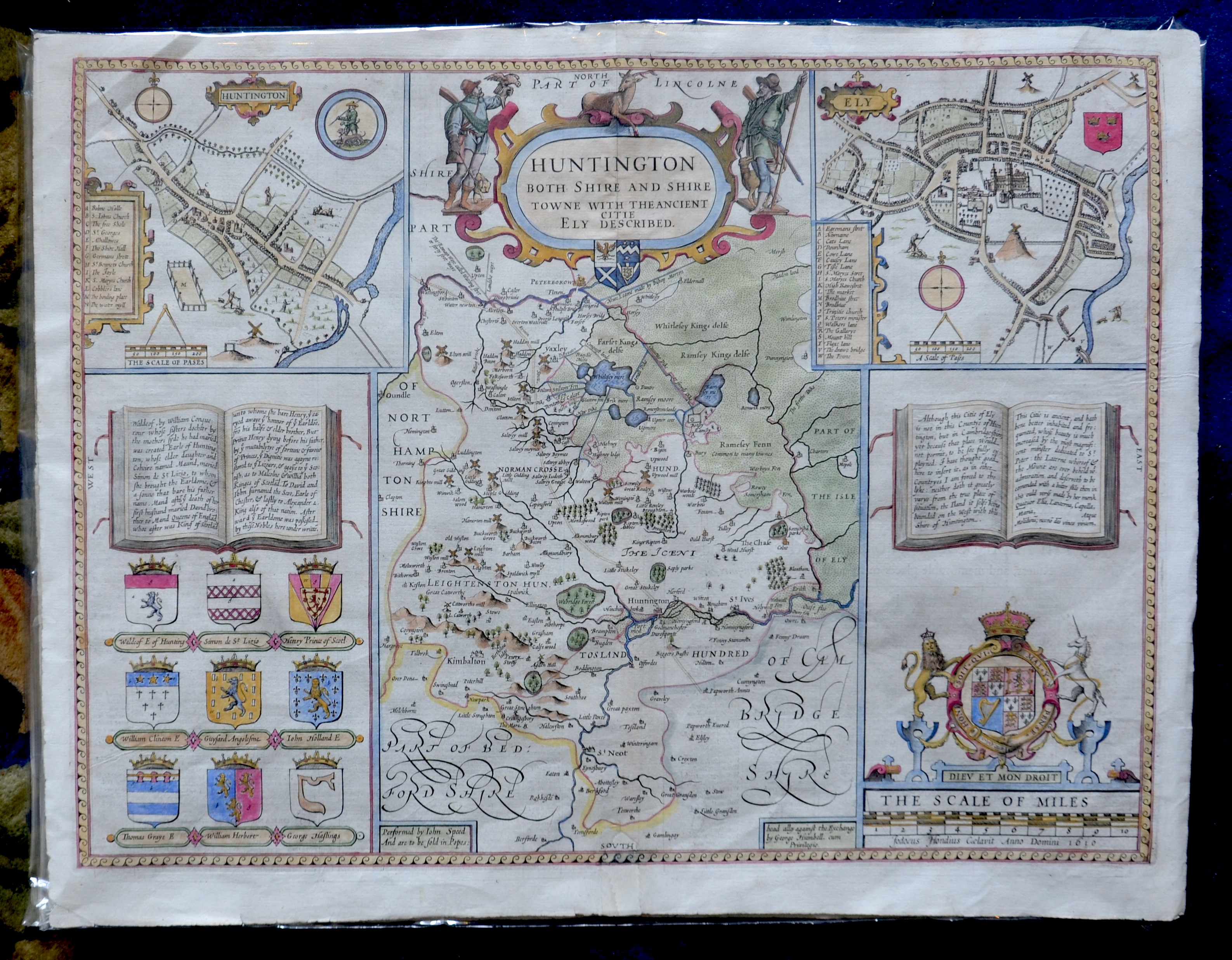 Huntingdon Both Shire & Shire Towne John Speed Map (1 of 2)