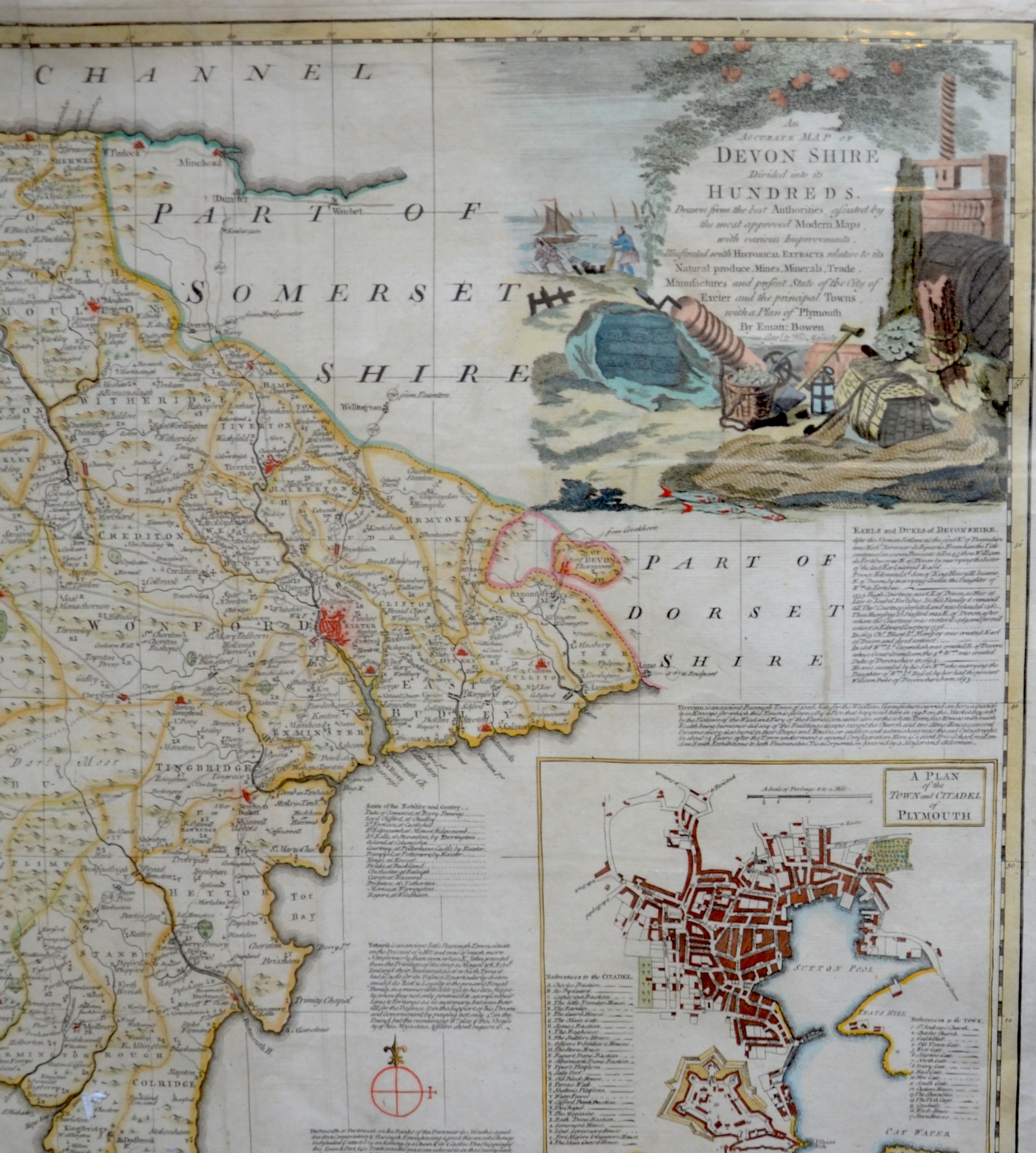 Devonshire Map, Bowen Large English Atlas c.1750 (1 of 4)