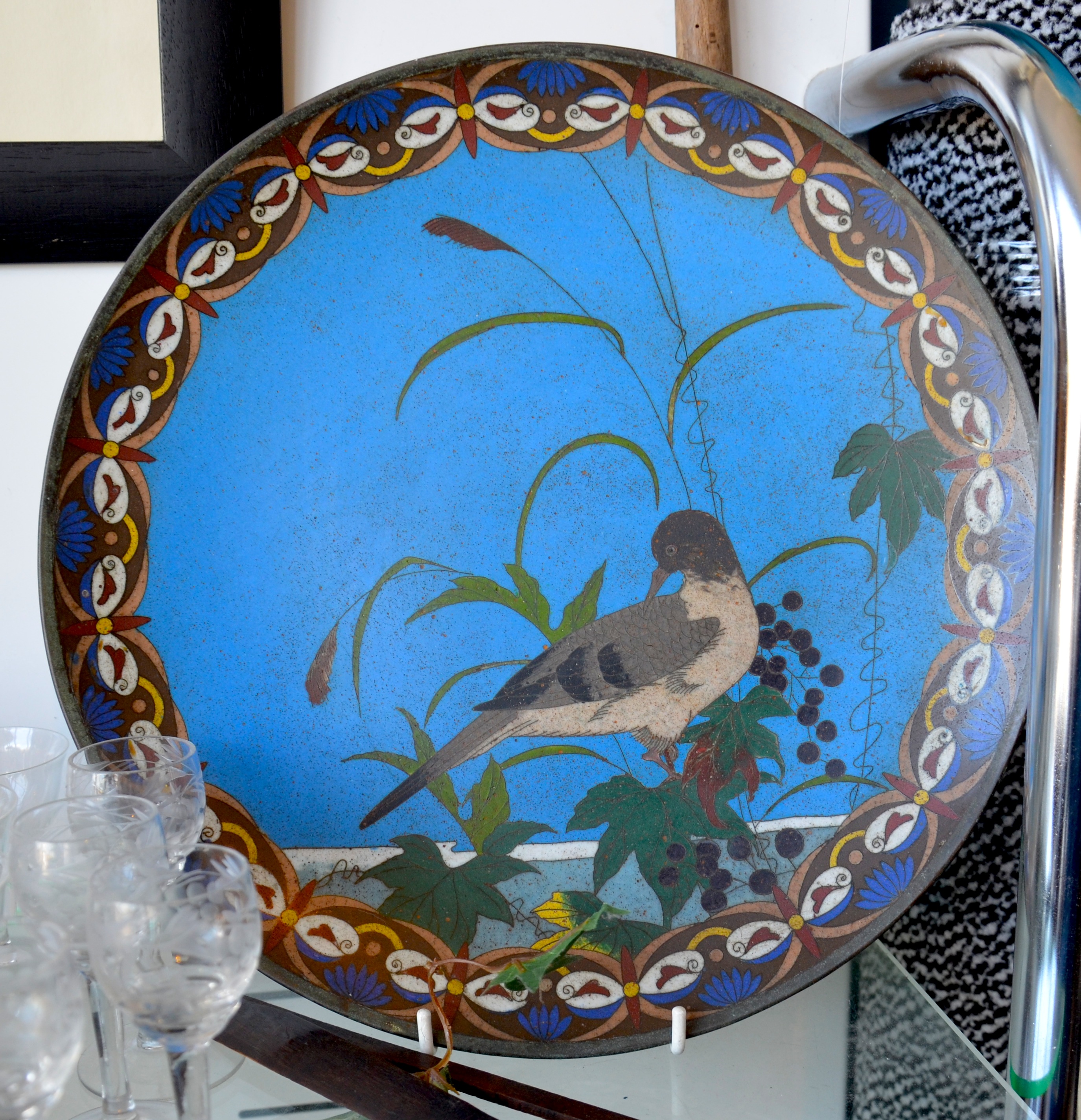 Antique Japanese / Chinese Cloisonne Enamel Plate (1 of 3)