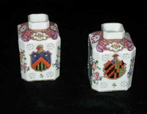 Pair of Chinese Style Samson Porcelain Tea Caddies (1 of 2)
