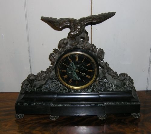 Bronze & Marble Mantle Clock c.1870 (1 of 1)